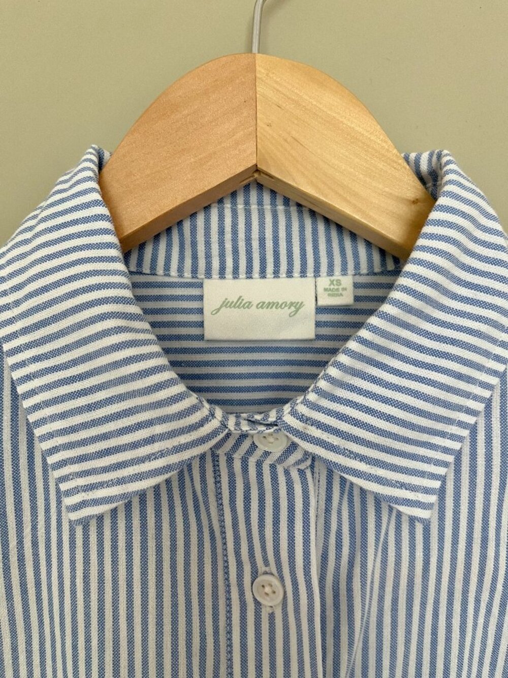 Julia Amory Carolyn Striped Button Down Shirt Blue White Size XS - Picture 3 of 3